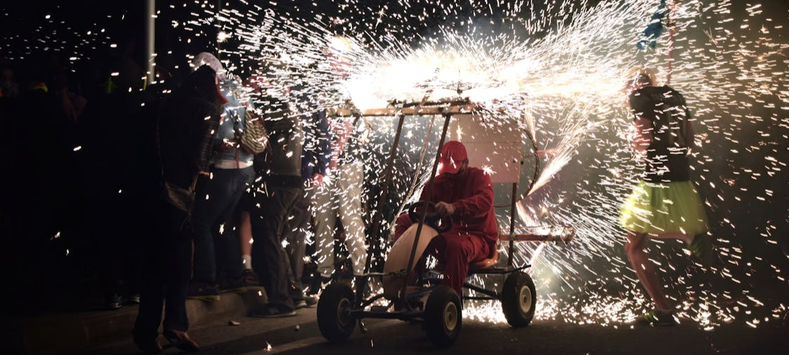 Bucks gone wild flaming go kart