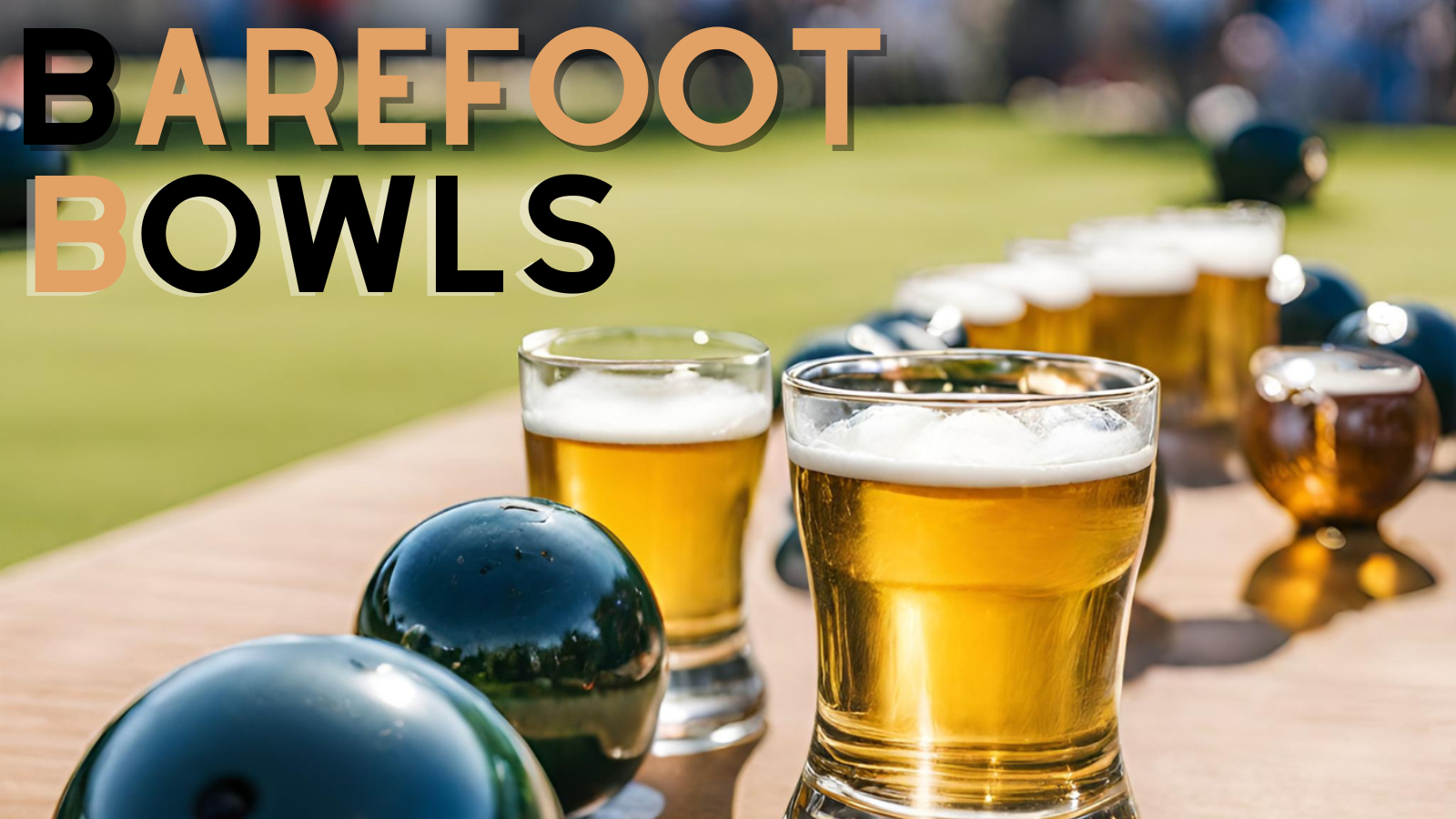 Golden Beers in front of a Lawn Bowls Game between friends. 
