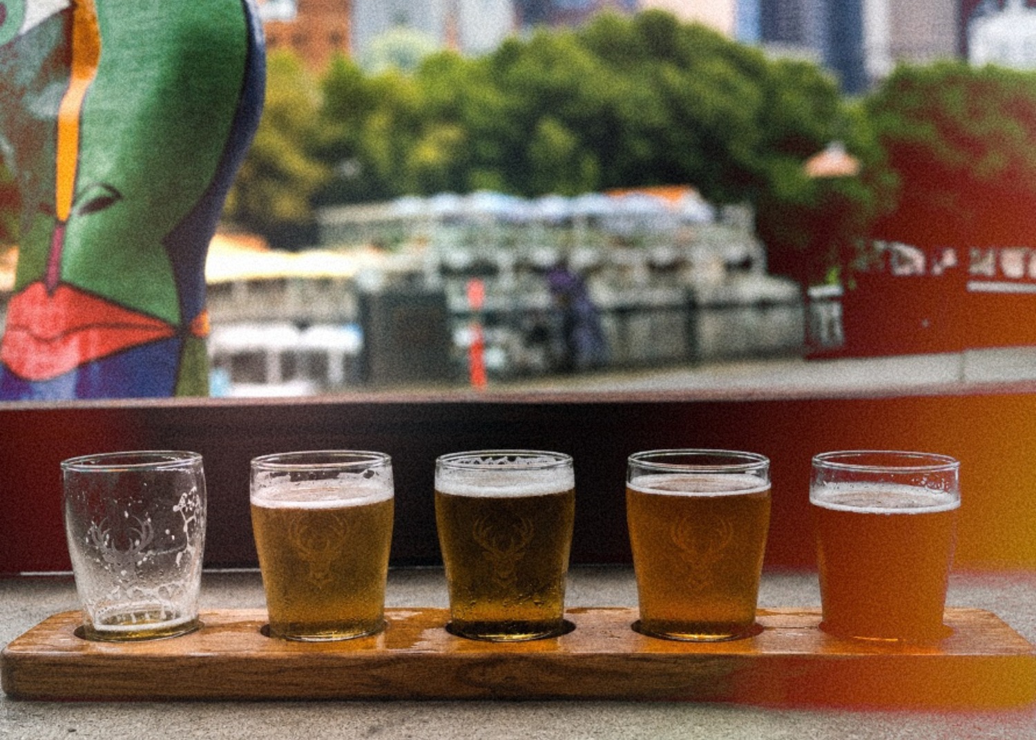Beer paddle overlooking Southbank in Melbourne