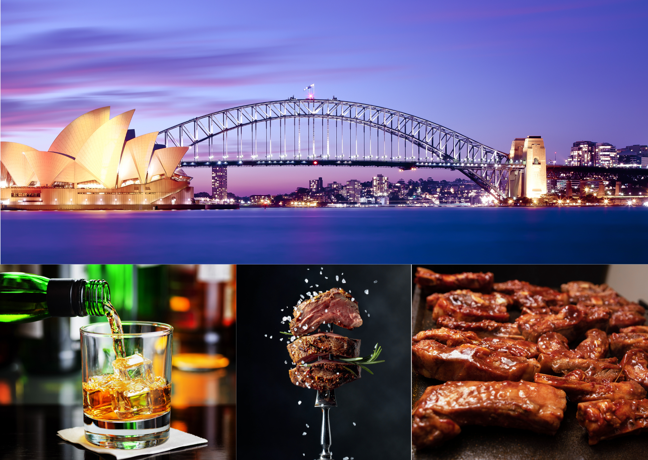 The Sydney Harbourbridge on top of food and whiskey
