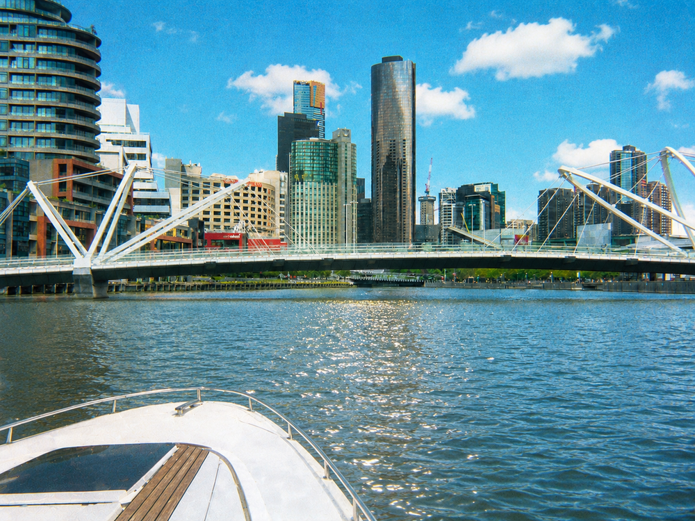 A bucks group celebrating on a private boat cruise on the Yarra River
