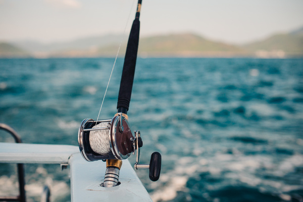 A fishing rod over the open water