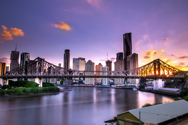 Brisbane's Story Bridge and skyline at dusk